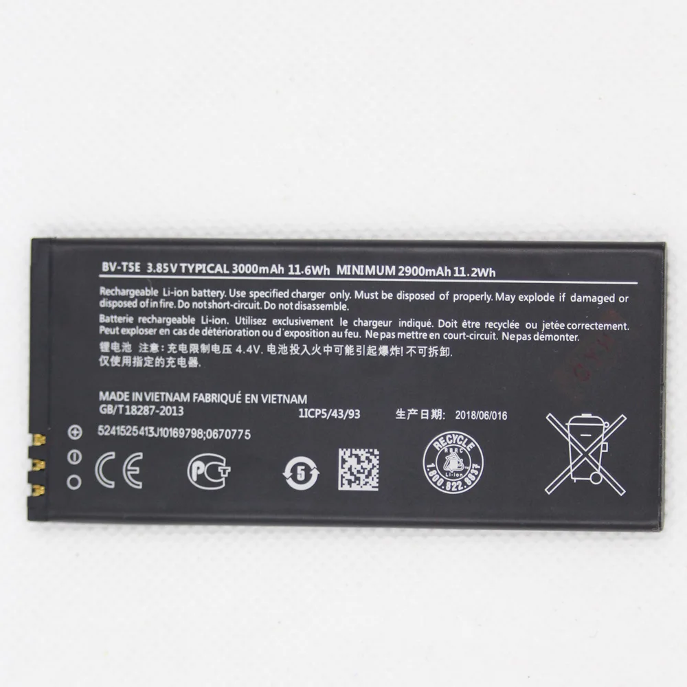 20 шт./лот 3000 мАч/11.6Wh 3 8 V BV T5E запасная батарея для Nokia Microsoft Lumia 950 RM 1106 1104 110 МПЮП