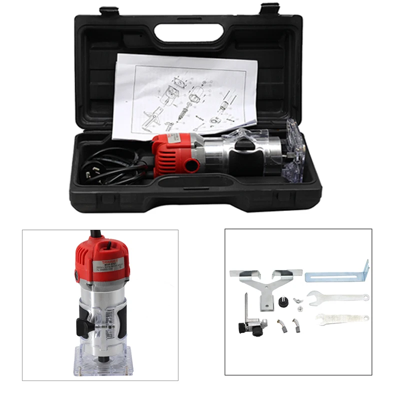 

800W 30000rpm Woodworking Electric Trimmer Wood Milling Engraving Slotting Trimming Machine Hand Carving Machine Wood Router
