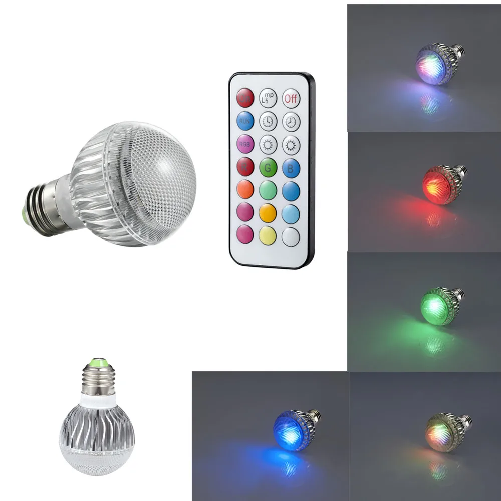 Multiple Colour Spotlight with Remote Controller 110V 240VAC E27 High Power LED Bulb 8W RGBin