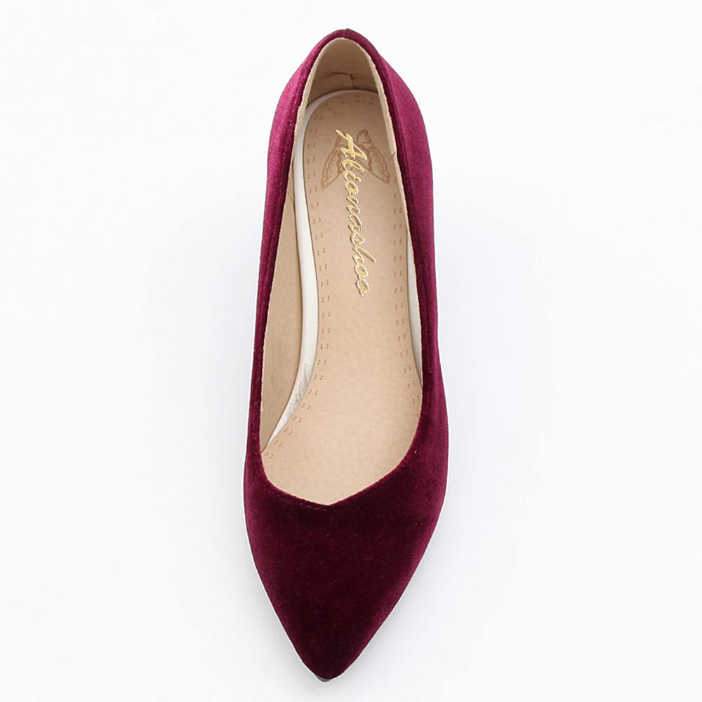 Black Pompes wine Chaussures Flock Profonde Talon Dames Grandes green De Mariage Peu Femmes Vin Carré Tailles Pour Noir Rouge Pointu Concise Bout RqHqPwA