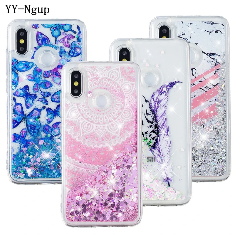

Xiaomi mi 8 Phone Case on Redmi Note 5 Pro Cover Butterfly Liquid Quicksand Case for Funda Xiomi mi8 Explorer Redmi Note 5 Case