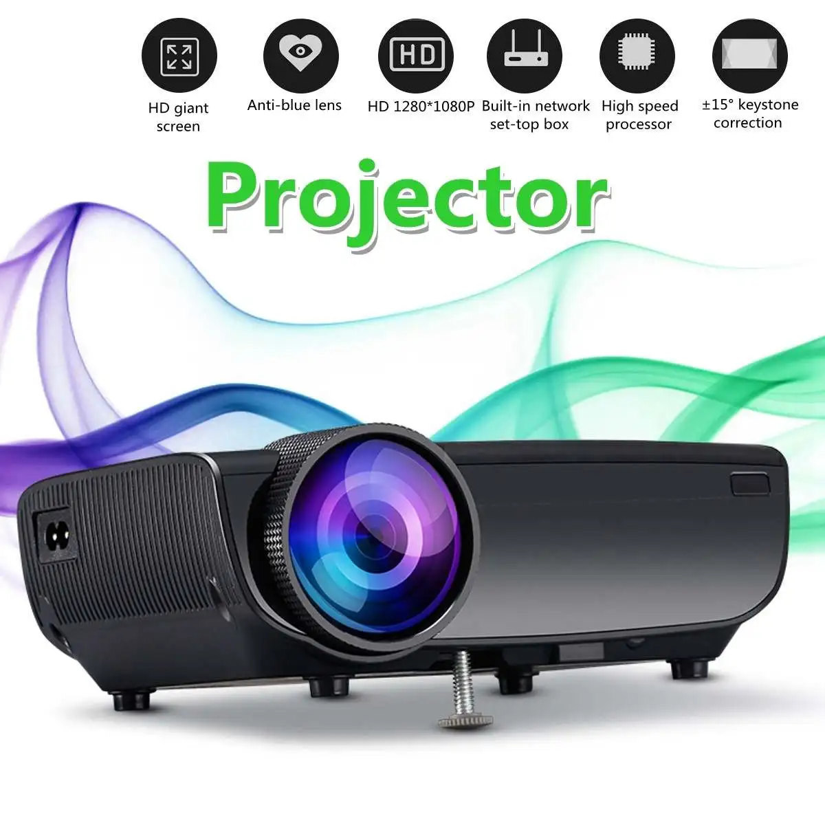  LEORY Smart Portable Mini LED 3D TV Projector Support Full HD 1080p Video Home Theater Beamer Proye - 4000006892421