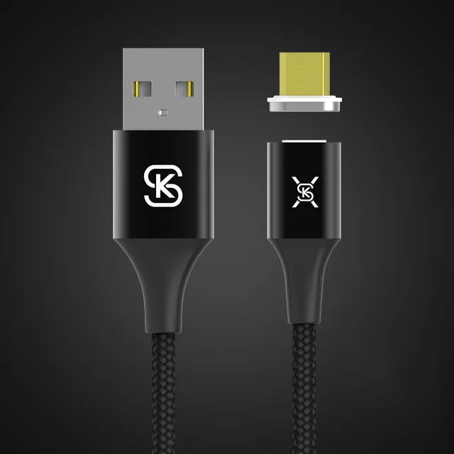 SIKAI 0,5 m 3A нейлоновый Магнитный кабель Micro USB C кабель для Android 5A 1 м Магнитный кабель Автомобильное зарядное устройство для type C кабель освещения - Цвет: black micro usb