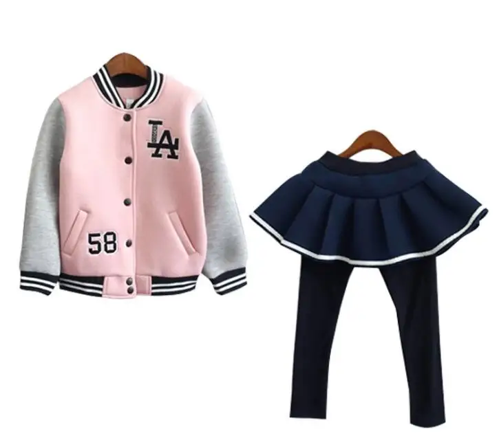 Комплект одежды для девочек; Повседневные детские спортивные костюмы из хлопка для девочек; школьная форма; спортивные костюмы для девочек; одежда для подростков - Цвет: Розовый