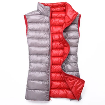 

Plus Size 3XL Women Down Vest Winter Ultra Light 90% White Duck Down Sleeveless Down Coat Ladies Two Side Slim Down Vest F302