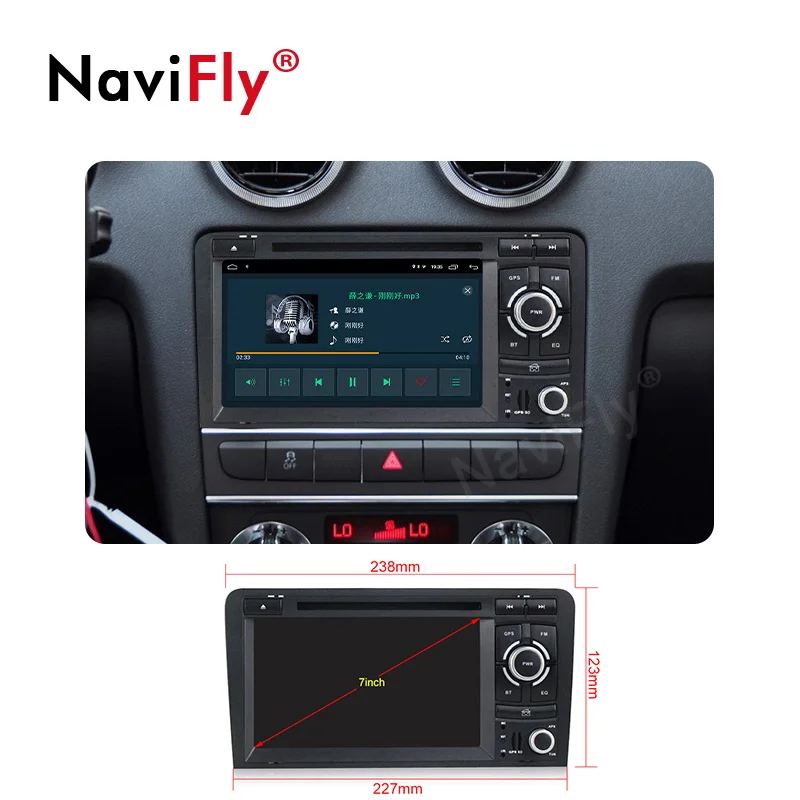 Excellent Free shipping!7"2din android 9.1 Car multimedia Player Navigation GPS DVD for Audi A3 S3 RS3 2002-2012 with wifi BT RDS FM radio 4