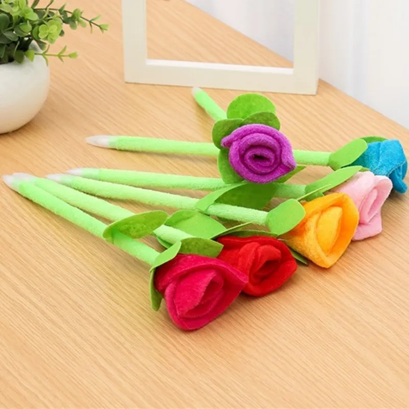 1pcs 0.5mm New Novelty Plush Roses Flower Gel pen Ball Pen Stationery Ballpoint Pen Office School Supplies Fashion Gifts