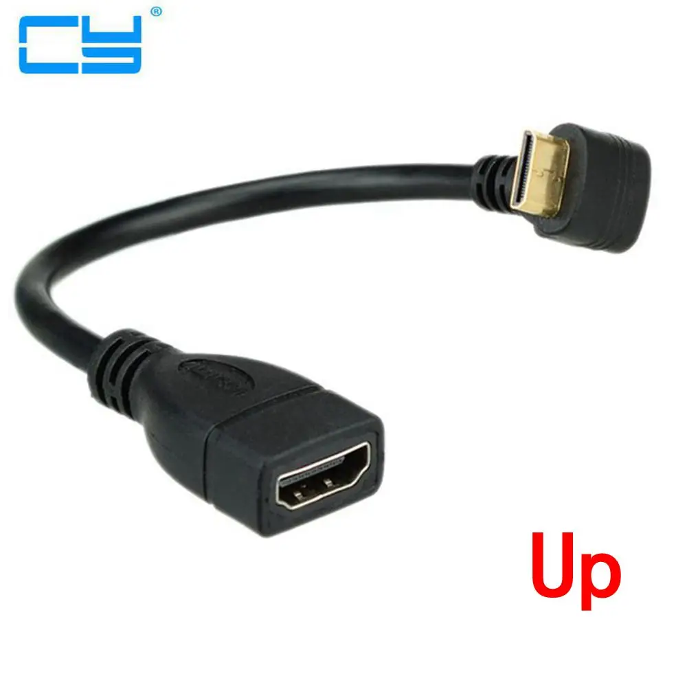 Вверх вниз правый левый угловой мини HDMI к штекер гнездо кабель 10 см для ноутбука