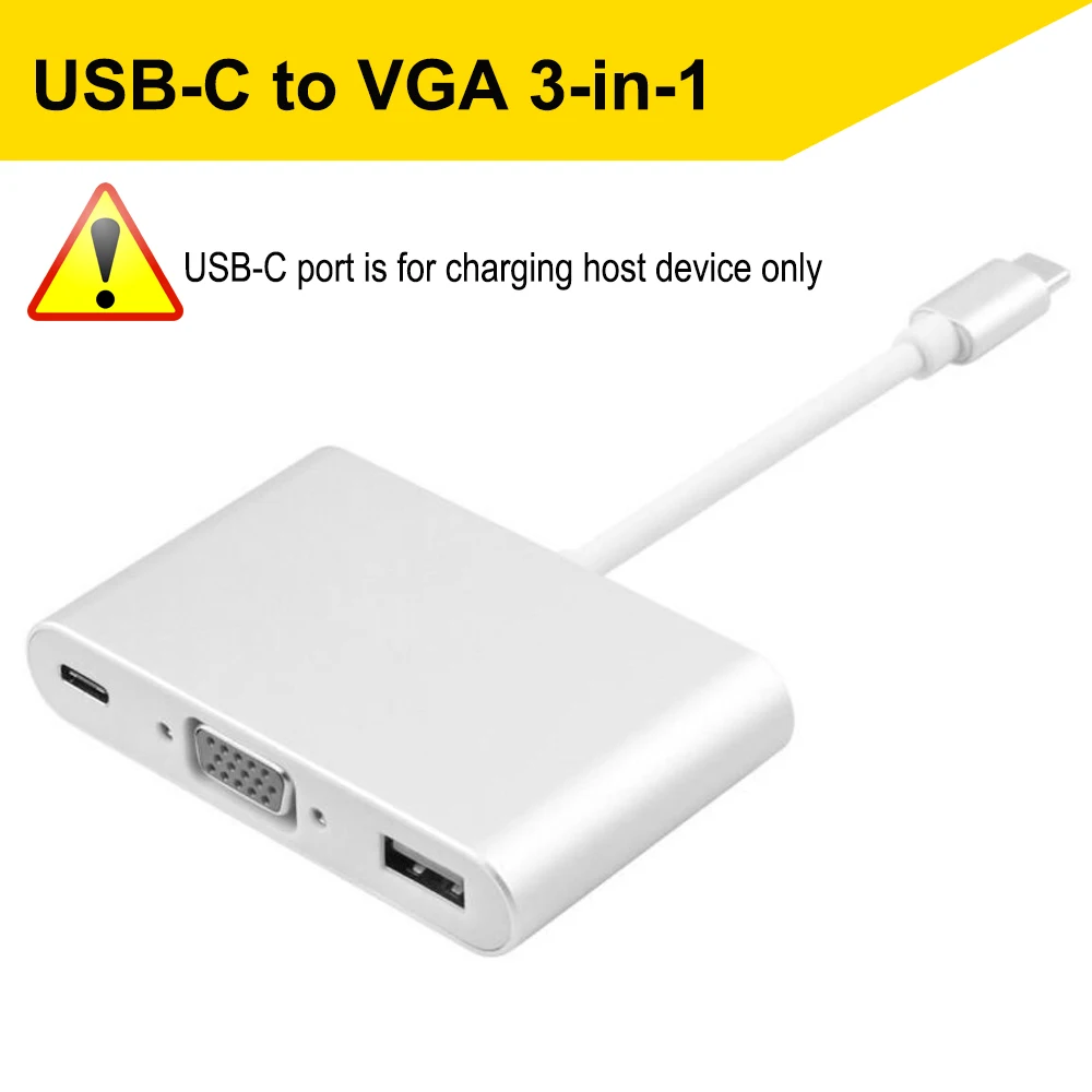 USB-C к HDMI VGA USB 3,0 DVI DP адаптер 4K 1080P многопортовая док-станция для apple macbook& pro(thunderbolt 3 оснащен - Цвет: USB-C to VGA 3 in 1