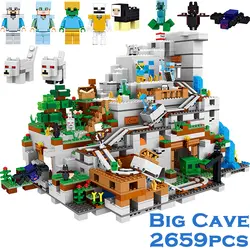 2659 шт. мой мир Minecraft в горной пещере Мини фигурки героев Building Block кирпичи игрушки-зомби для детей 21137 Рождество