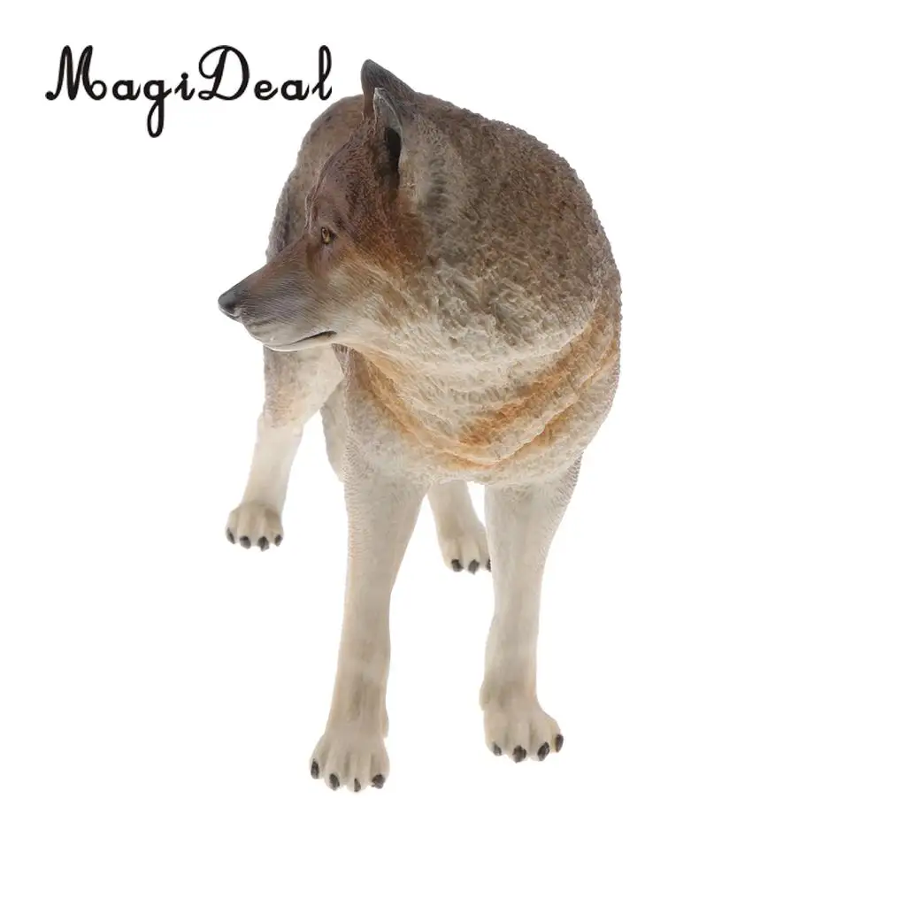 MagiDeal PVC Realistic Animal Model Figurine Action Figures Playset Kids Toy Table Ornament Home Decor Wolf 2Colors