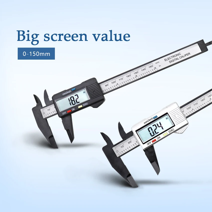 

Measuring Tools Digital Calipers Large LCD Screen Factory Direct Supply PA66 High Strength Plastic 6 Inch 0-150mm Measurement