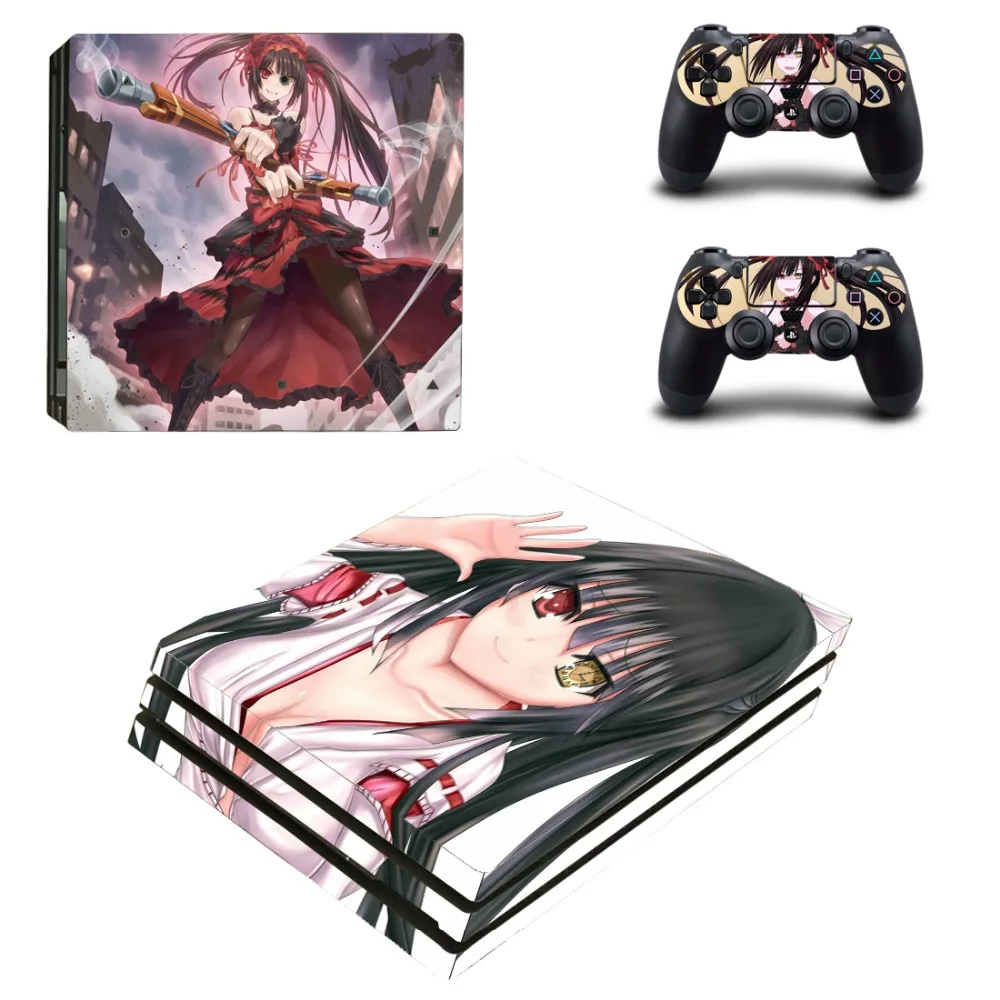 Аниме девушка tokisaki kurumi PS4 Pro наклейка на кожу для PlayStation 4 консоли и 2 контроллера