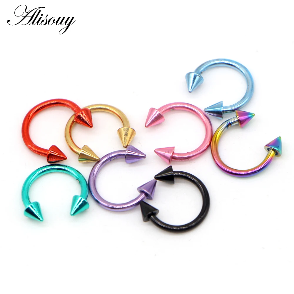 

Alisouy 1 Piece 16G Titanium Anodized Stainless Steel Body Jewelry Helix Piercing Ear Eyebrow Nose Lip Captive Rings 8 colors