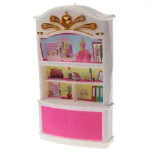 Белый и розовый мебель для спальни куклы витрина шкаф для миниатюрный кукольный домик Декор