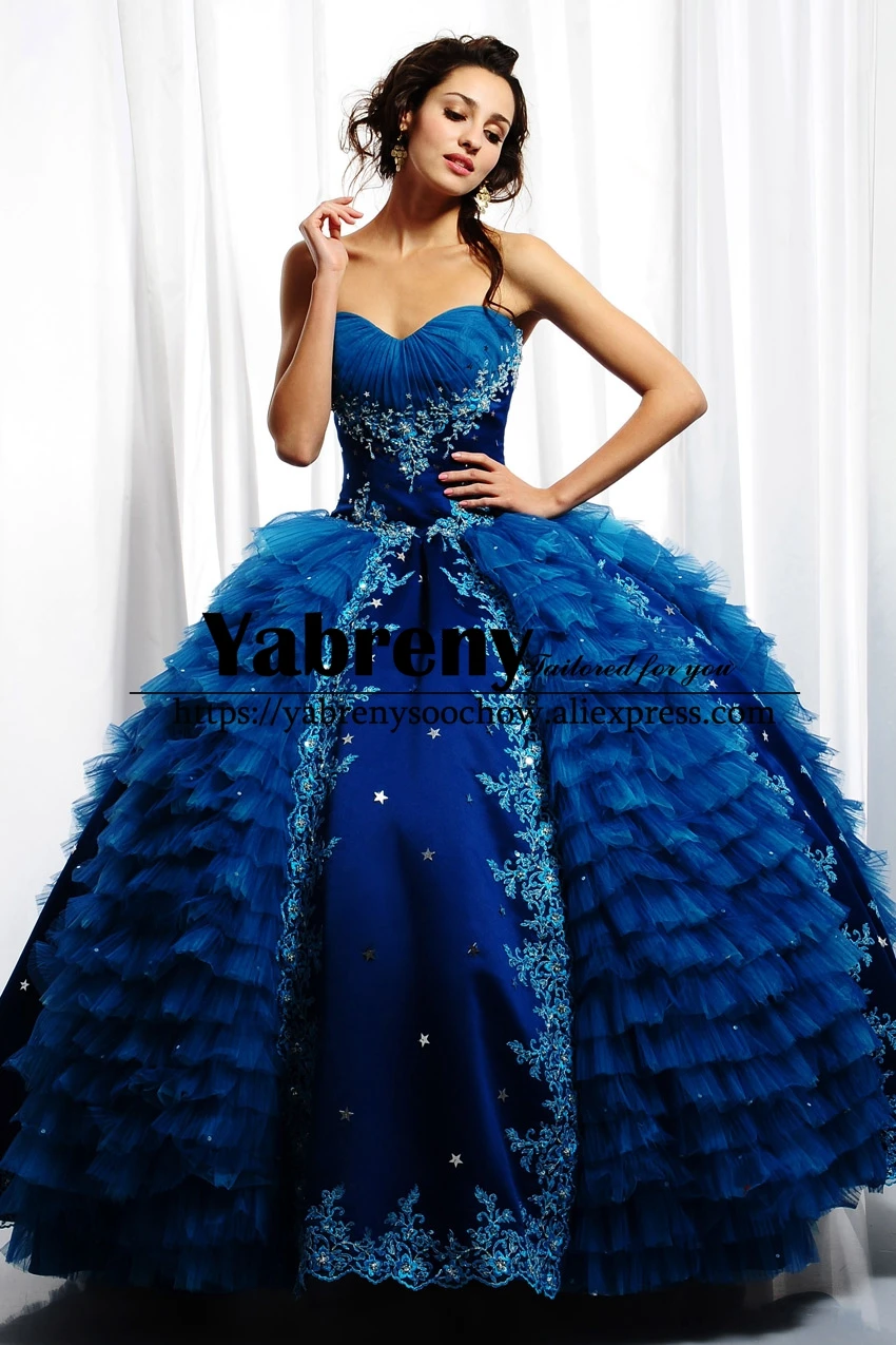 2017 New arrival Beautiful Ocean Blue Quinceanera Dresses Ball Gown