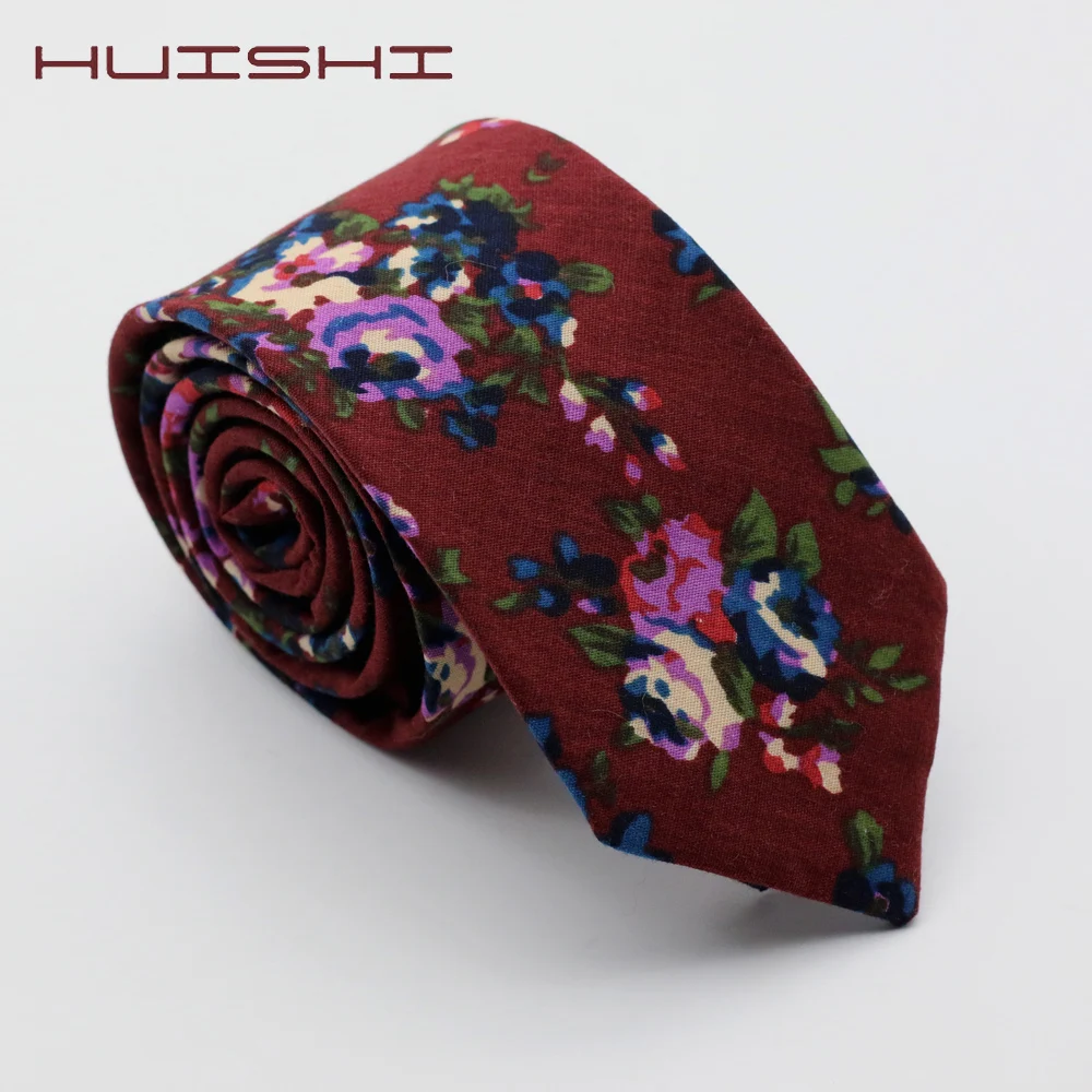 HUISHI, стиль, винно-красный мужской галстук, набор, Цветочный галстук, цветочный принт, галстук, платок, нагрудный платок, булавка с черной коробкой, набор для подарка