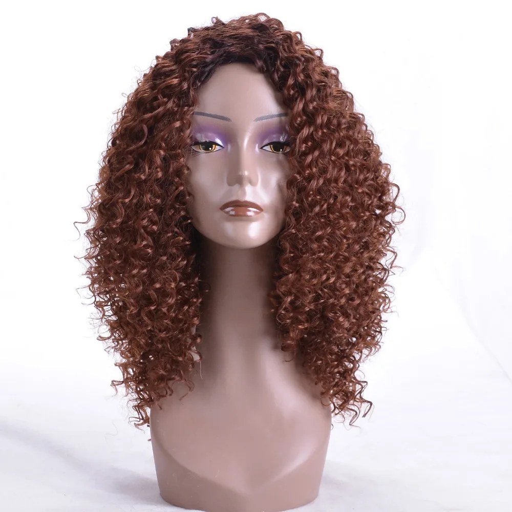 Deyngs 16Inches Long Afro Kinky Curly Wigs for Black Women  Dark Brown Synthetic Wigs African Hairstyle Afro Curly Wigs for Women Free Part (2)