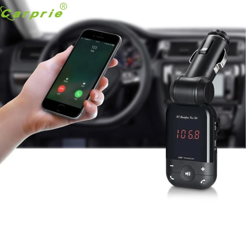 

New Arrival 2017 LCD Bluetooth Car Kit Cigarette Lighter MP3 FM Transmitter Handsfree USB Smart Car Charger mr24