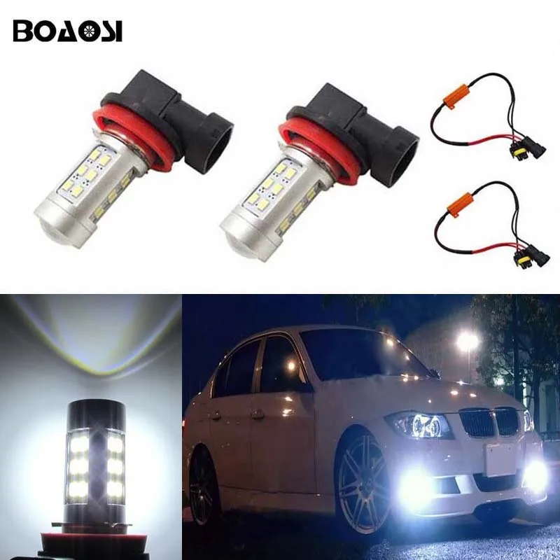 

BOAOSI 2x H11 H8 projector LED Fog Light Bulbs No Error For BMW 3/5-Series 328i 335i E39 525 530 535 540 E61 F10 X3 F25 E90