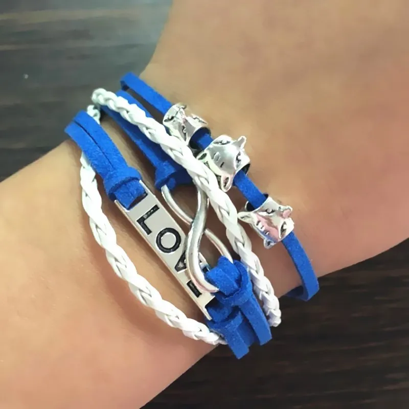 

L0177 HOT Multilayer Braided Leather Bracelets Bangles infinity 8 LOVE Cuff Bracelet Vintage Women pulseira Christmas Gift