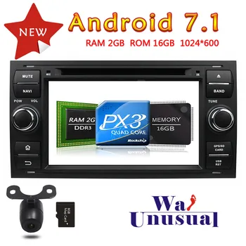 

WANUSUAL 7 Inch Quad Core 16G 2G RAM Android 7.1 Car Radio Player GPS for Ford Focus 2005 2006 2007 with BT WIFI 3G Map 1024*600