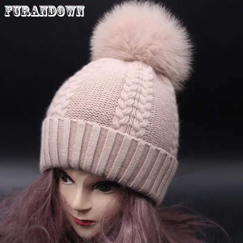 womens wool bobble hat