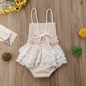 

Infant Baby Girls Lace Halter Backless Jumpsuit Romper Sunsuit Clothes Rompers newborn baby girl clothes 0-3 months