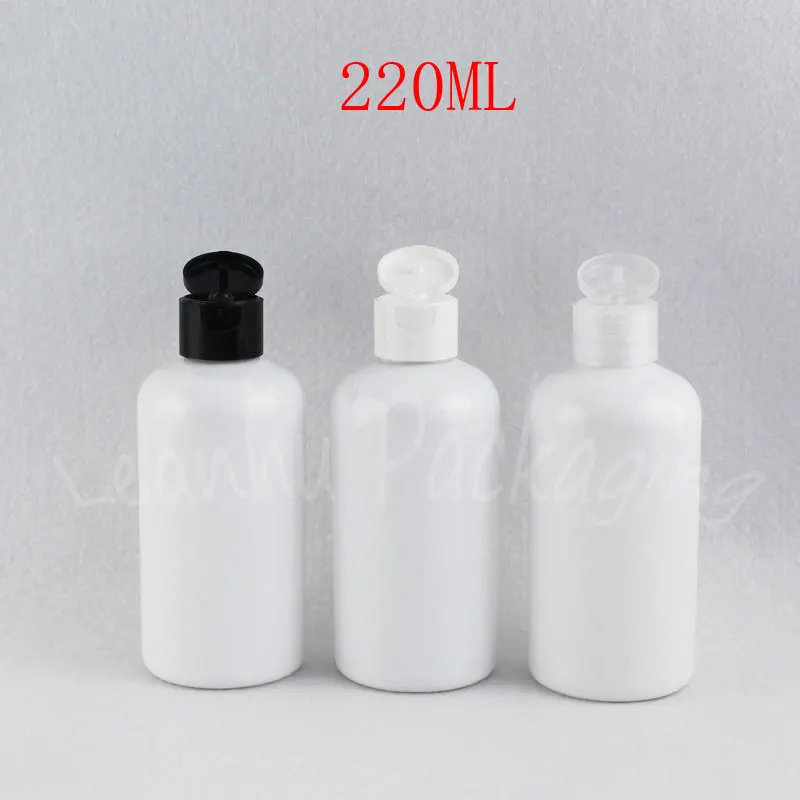 

220ML White Plastic Bottle Flip Top Cap , 220CC Shampoo / Lotion Travel Packaging Bottle , Makeup Sub-bottling ( 24 PC/Lot )
