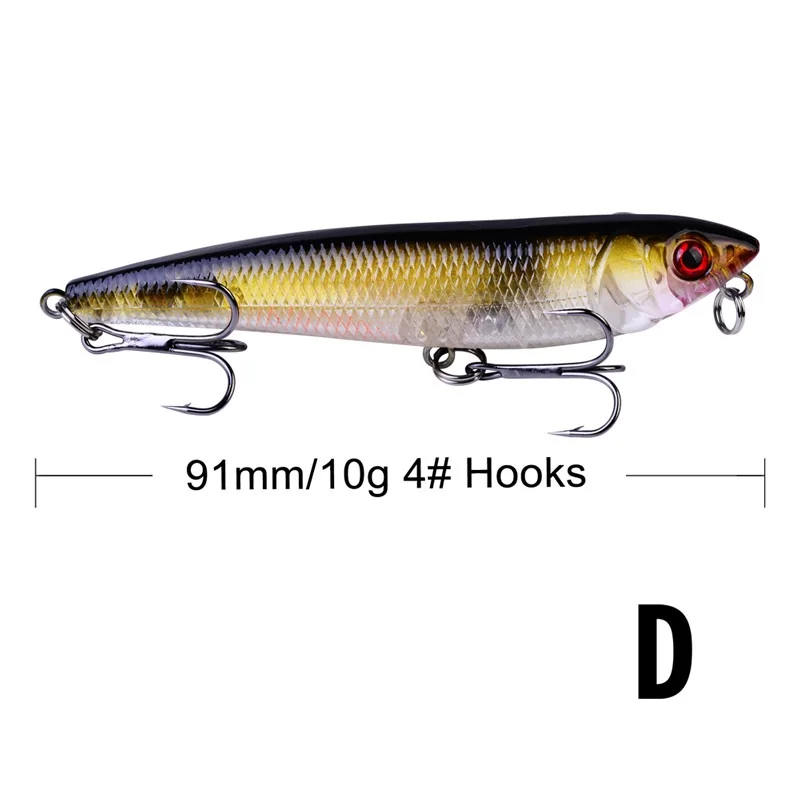 Карандаш Поппер 91 мм 10 г рыболовные приманки плавающая приманка для рыбалки искусственные 3D глаза жесткие искушение снасти Pesca crank bait topwater