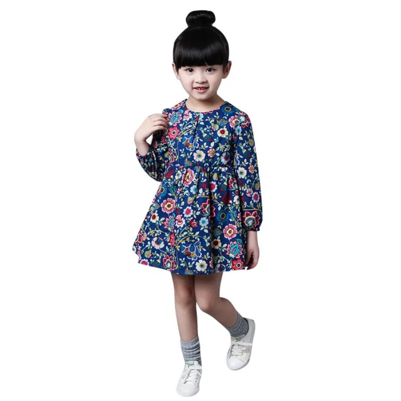 

Baby Girl Dress Kids Teenagers Long Sleeve Print Pattern Cotton Dresses Clothes For Girls Children Toddler vestidos 2-8 Ages