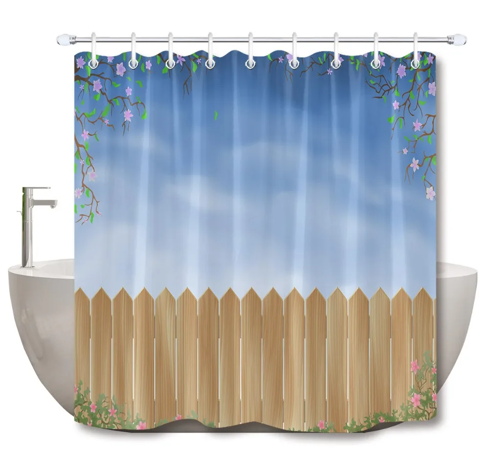 72'' Bathroom Waterproof Fabric Shower Curtain Polyester 12 Hooks Bath