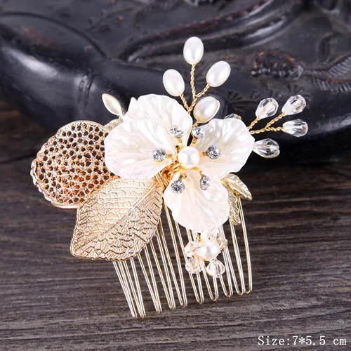 Bridal Pearl Hair Comb Wedding Accessories Rhinestone Flower Wedding Hair Comb Jewelry Wedding Hair Ornaments Bridal Headdress FS135