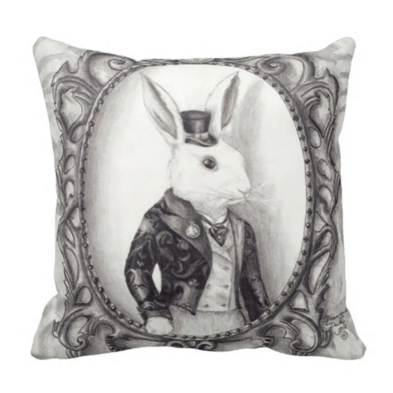 No.31 60 белый кролик наволочка для подушки Алиса в стране чудес|alice in wonderland pillow|pillow
