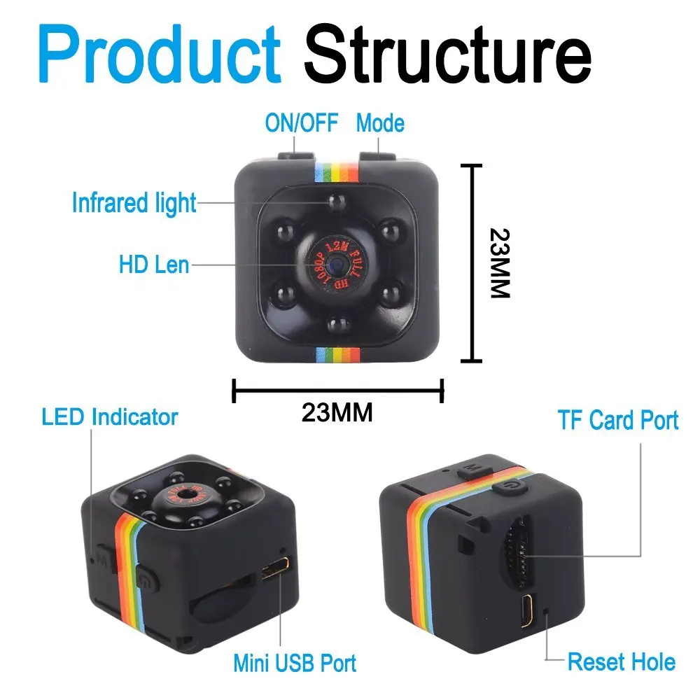 SQ11 мини-камера с датчиком 1080 P, портативная видеокамера для безопасности, маленькая камера ночного видения, Поддержка обнаружения движения, скрытая TF карта, pk sq 8
