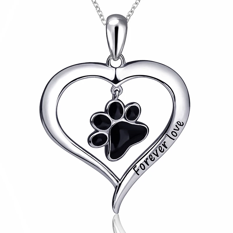

Strollgirl 925 sterling silver chain love heart dog footprint pendant necklaces European fashion jewelry making for women gifts