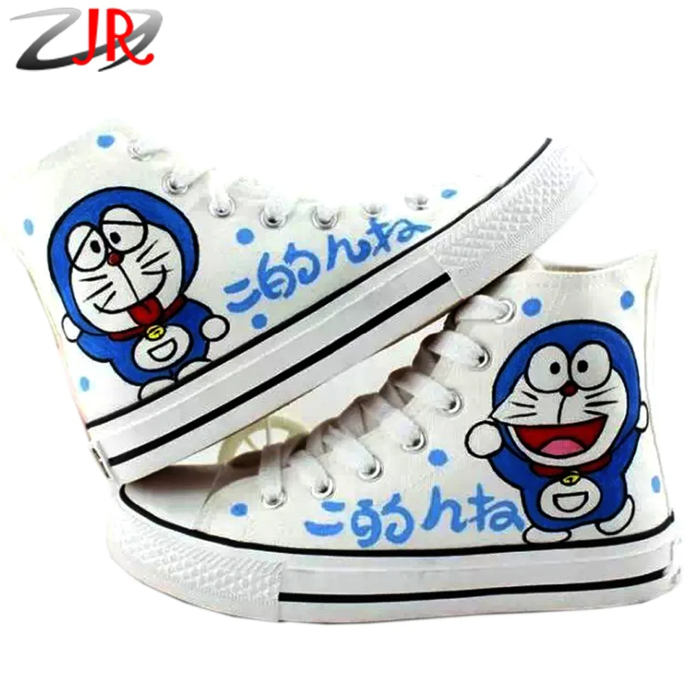 Cartoon Anime Figure Children Doraemon Shoes Canvas High Tops Kids Hand