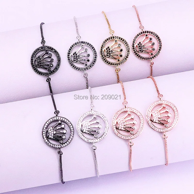 10 шт. модные проложить CZ Цирконом Для женщин Регулируемый браслет цепь браслет