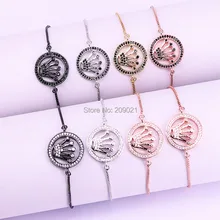 10 шт. модные проложить CZ Цирконом Для женщин Регулируемый браслет цепь браслет