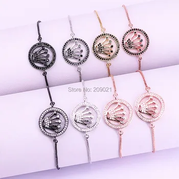 

10Pcs Fashion Pave CZ Cubic Zirconia Women Charm Bracelet Adjustable Link Chain Bracelet