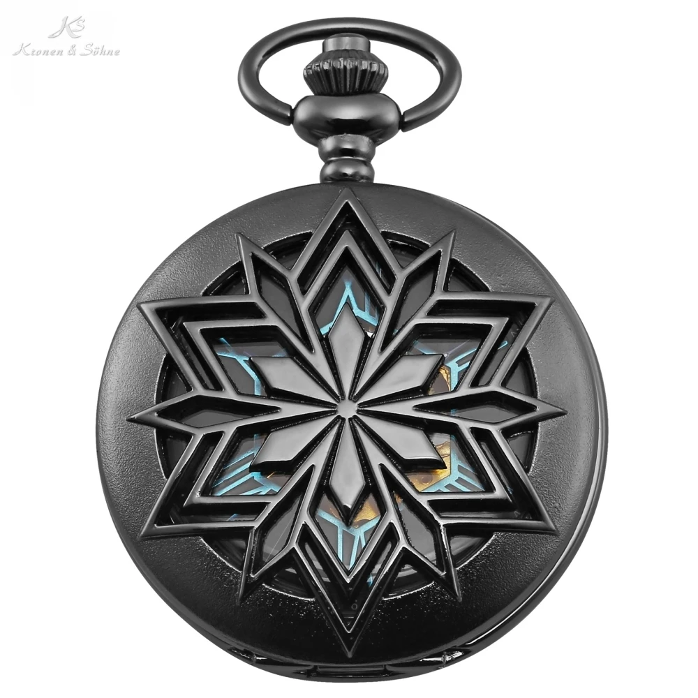 

KS Retro Roman Numberic Analog Key Pendant Men Horloges Vintage Necklace Clock Hollow Male Black Mechanical Pocket Watch /KSP105