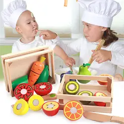 Деревянные ролевые игры Моделирование кухня игрушка резка фрукты растительная пища наборы для ухода за кожей раннее образование