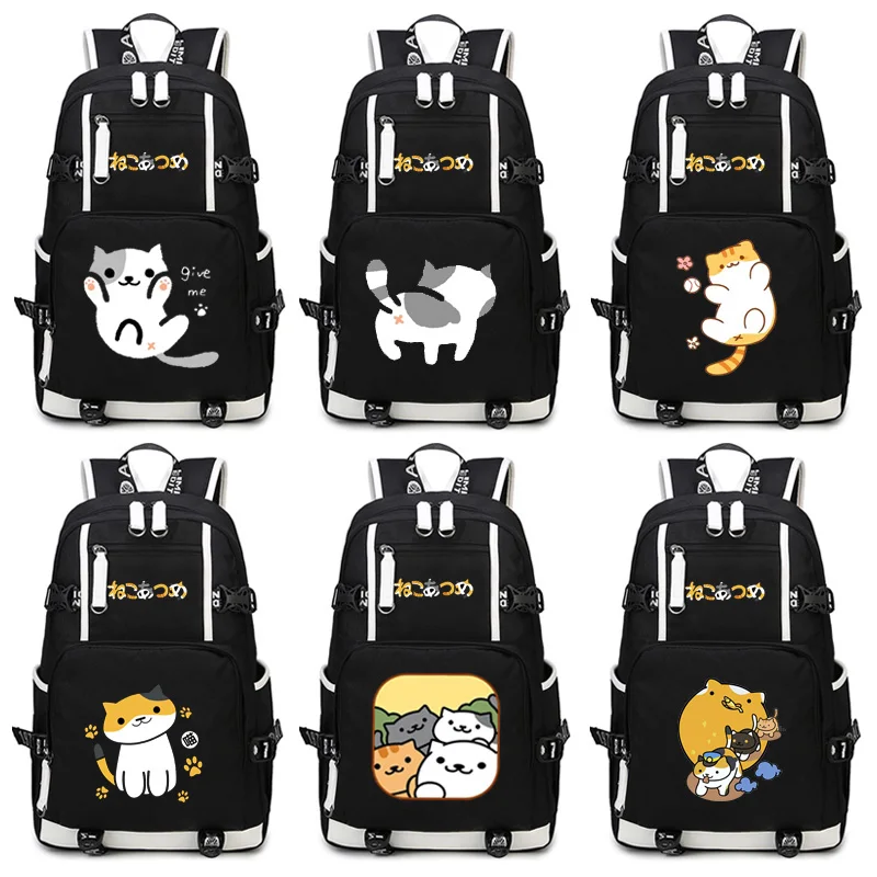 Neko Atsume Rugzak Anime De kat achtertuin Cosplay Nylon Schooltas Reistassen Neko Atsume Rugzak Anime De kat achtertuin Cosplay Nylon Schooltas Reistassen