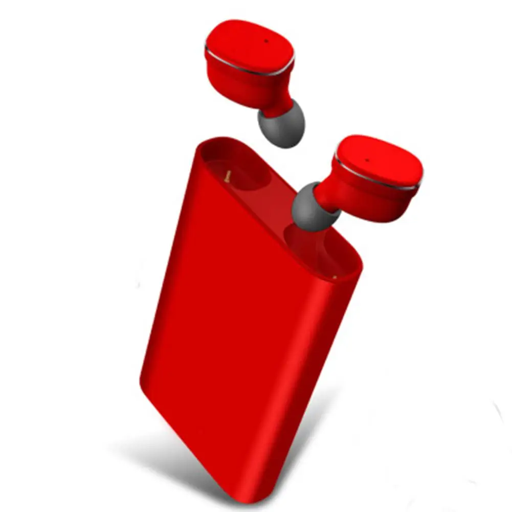 

D05 Magnetic Catche Charging True Wireless Bluetooth V4.2 Earphone + Mobile Power Bank Mini Earbud Red