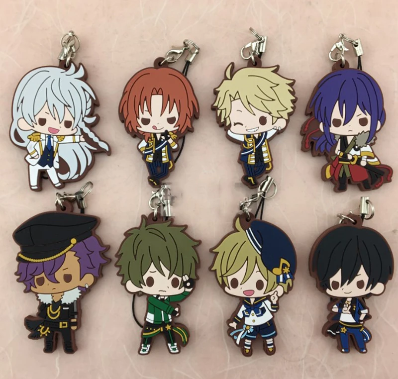 

1pcs Anime Keychain Ensemble stars Leo Hokuto IsaraTrickstar High School Stars Keychain Pendant Rubber Keyrings Portachiavi