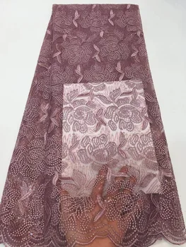 

Burgundy Fabric For Bride Dress Lace, Latest African Tulle Lace, Nigerian Clothes Embroidery Womens Lace Fabrics RF437
