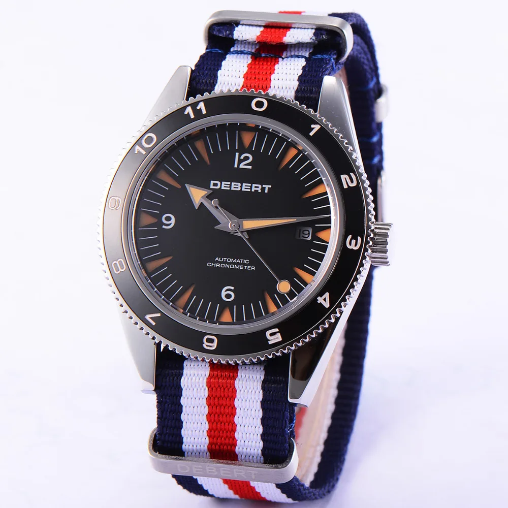 

2018 reloj hombre 41mm Debert Sapphire Crystal Black dial Rotatable Ceramic Bezel Miyota 821A Automatic Men's Watch