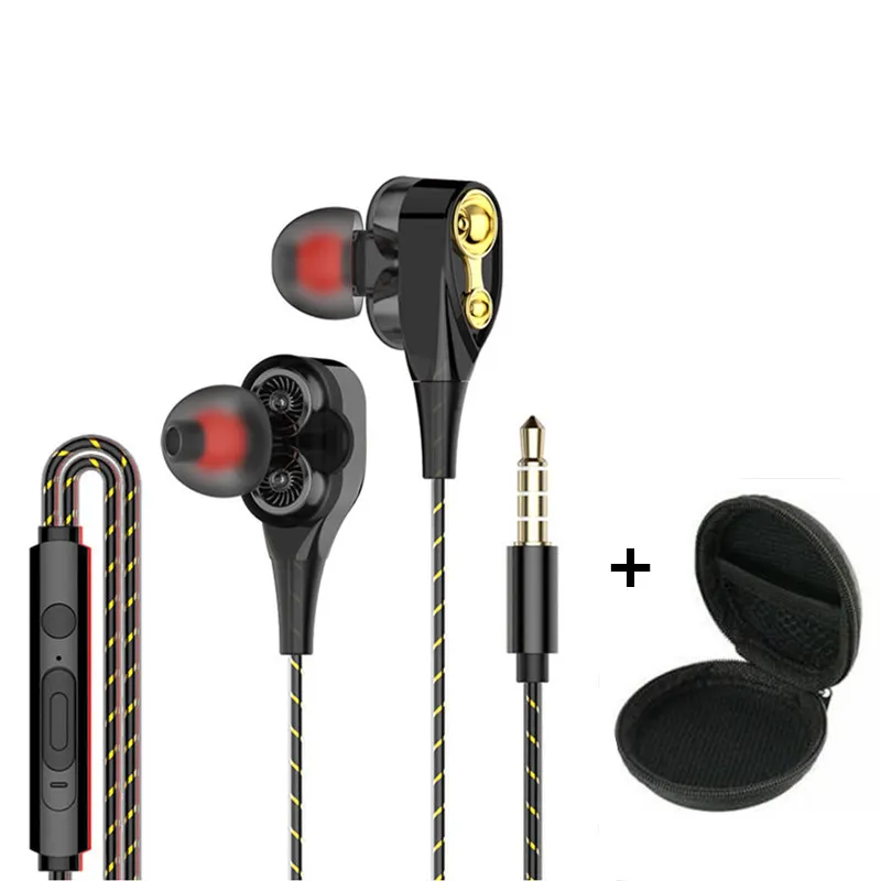 

3.5mm Earphones Dual Drive Stereo Headsets with Mic in-ear Wired Control HIFI Bass Earbuds 3.5 AUX For Huawei Xiaomi Earpieces