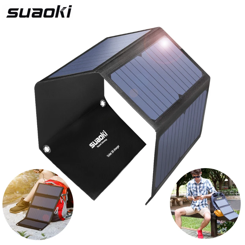 

Suaoki 7W/14W/20W/25W/28W Solar Panel Portable Folding Waterproof Sun Energy Charger Power Bank USB for Phone Charger Outdoor