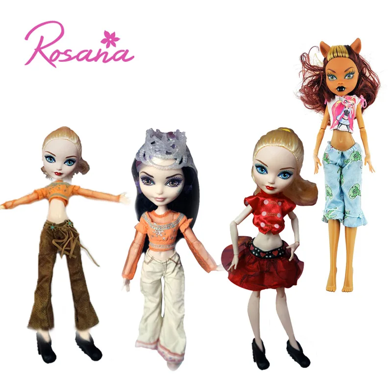 Rosana 5 компл./лот повседневная одежда для Monster High платье куклы до Костюмы юбка кофта и штаны брюки костюмированные куклы аксессуары